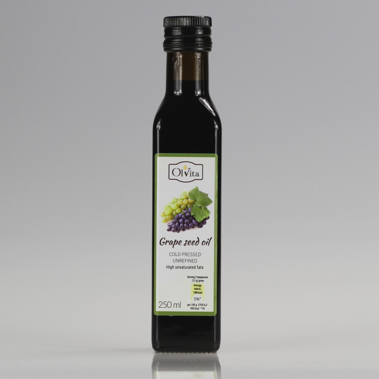 Grape Seed Oil, cold-pressed and crude, Ol'Vita 250 ml