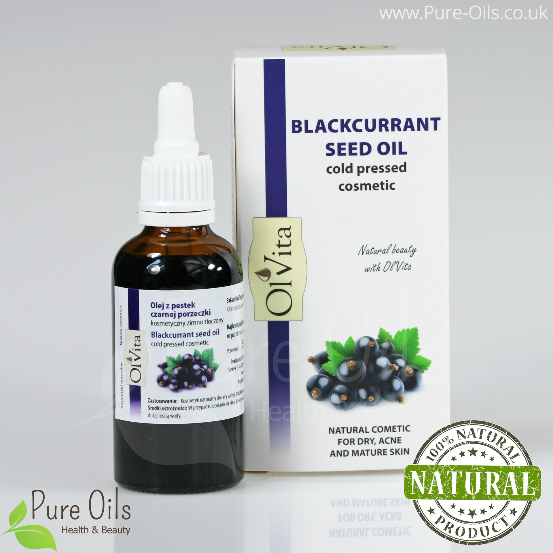 Blackcurrant Seed Oil Cosmetic Cold Pressed Ol Vita 50ml